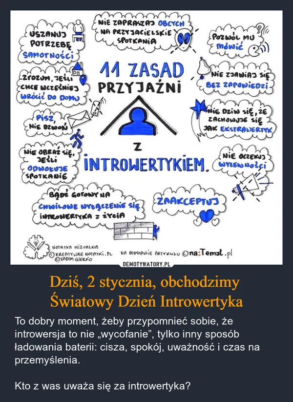 
    Dziś, 2 stycznia, obchodzimy Światowy Dzień Introwertyka