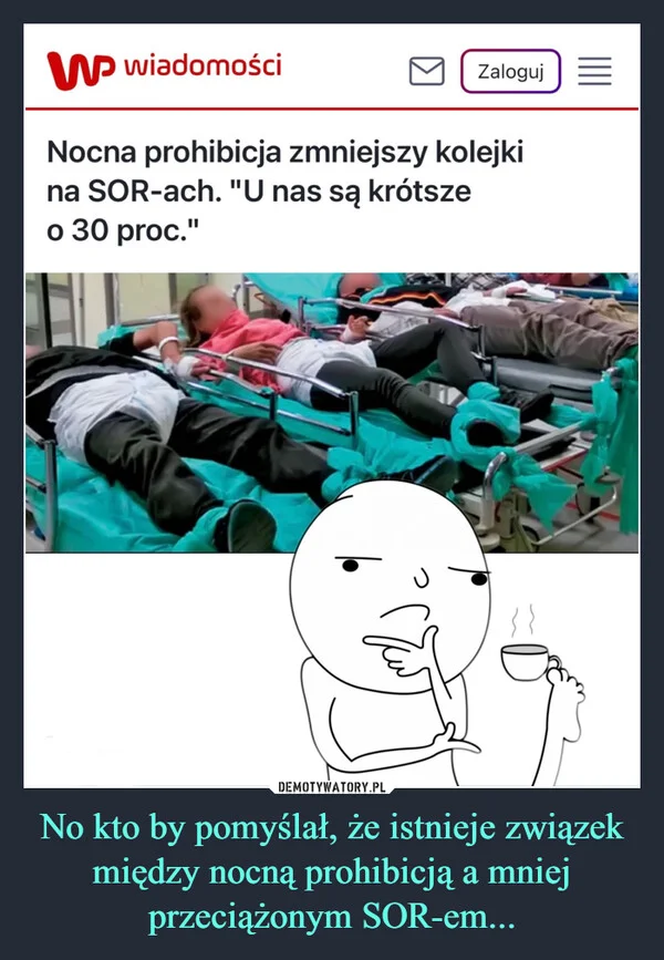 
    No kto by pomyślał, że istnieje związek między nocną prohibicją a mniej przeciążonym SOR-em...
