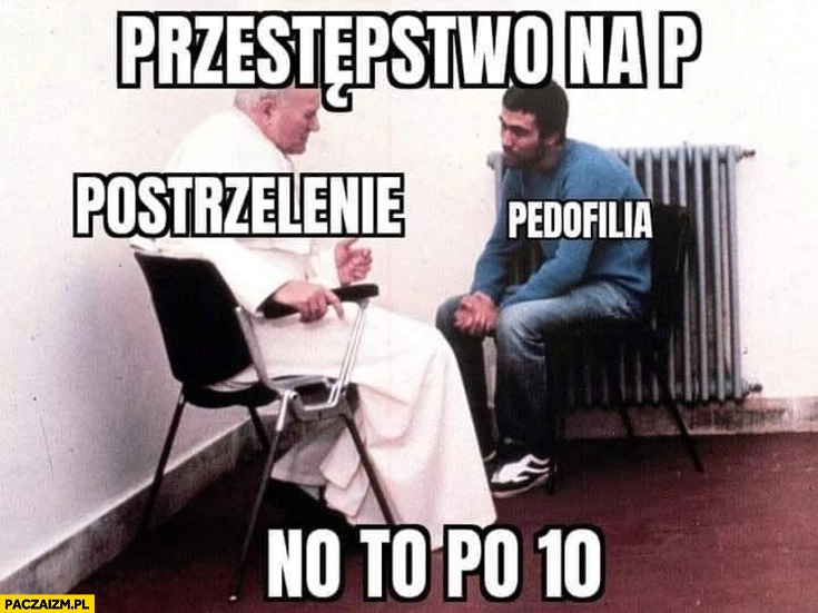 
    Papież Jan Paweł 2 Ali Agca przestępstwo na P: postrzelenie pedofilia no to po 10 państwa miasta