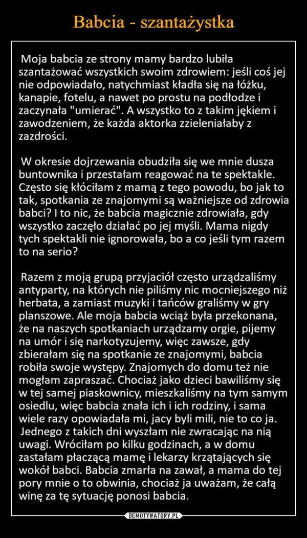 
    Babcia - szantażystka