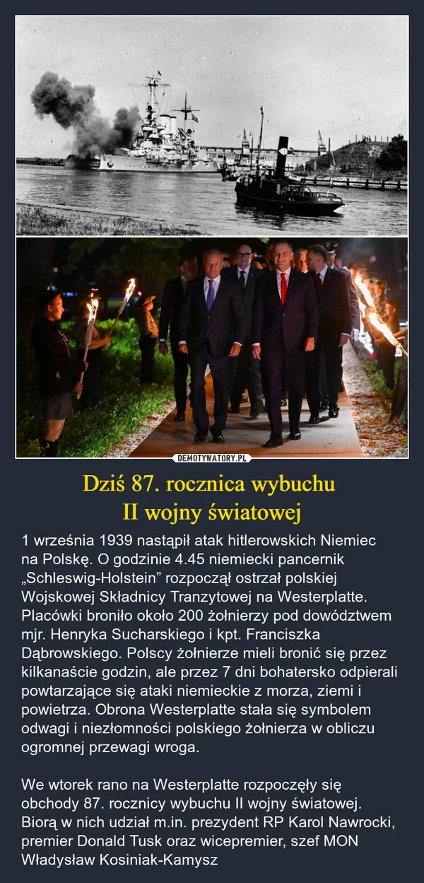 
    Dziś 87. rocznica wybuchu II wojny światowej