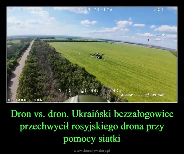 
    Dron vs. dron. Ukraiński bezzałogowiec przechwycił rosyjskiego drona przy pomocy siatki
