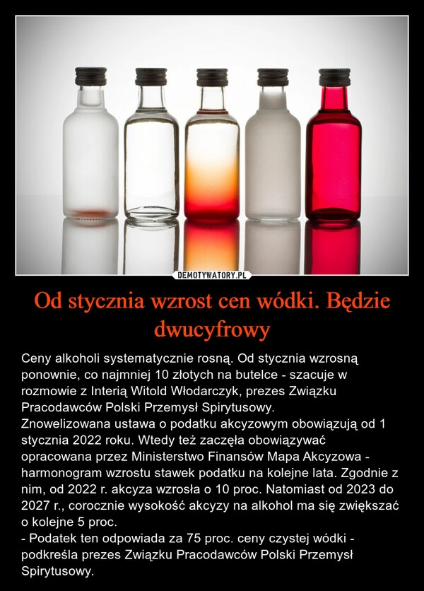 
    
Od stycznia wzrost cen wódki. Będzie dwucyfrowy 