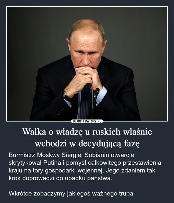 
    Walka o władzę u ruskich właśnie wchodzi w decydującą fazę
