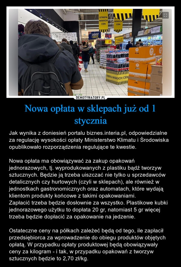 
    Nowa opłata w sklepach już od 1 stycznia