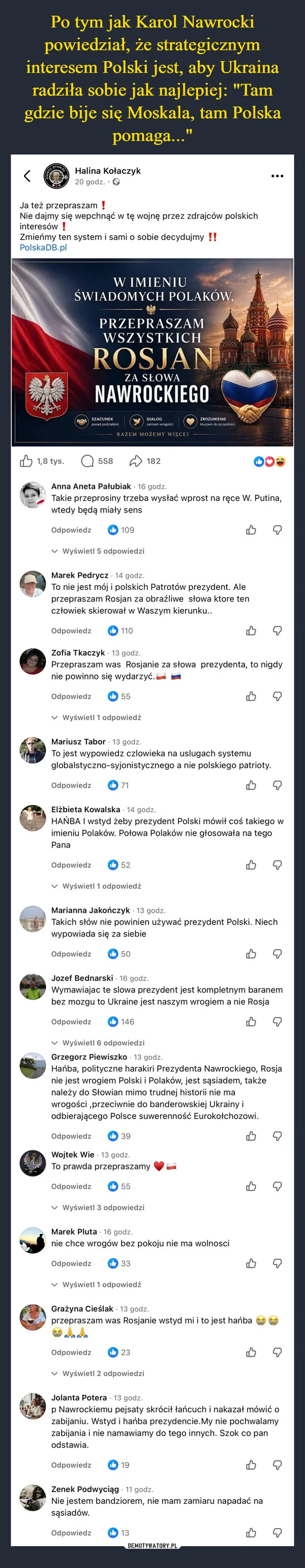 
    Po tym jak Karol Nawrocki powiedział, że strategicznym interesem Polski jest, aby Ukraina radziła sobie jak najlepiej: 