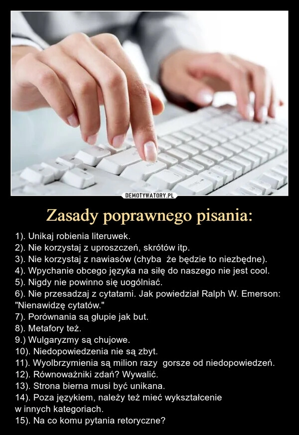 
    Zasady poprawnego pisania: