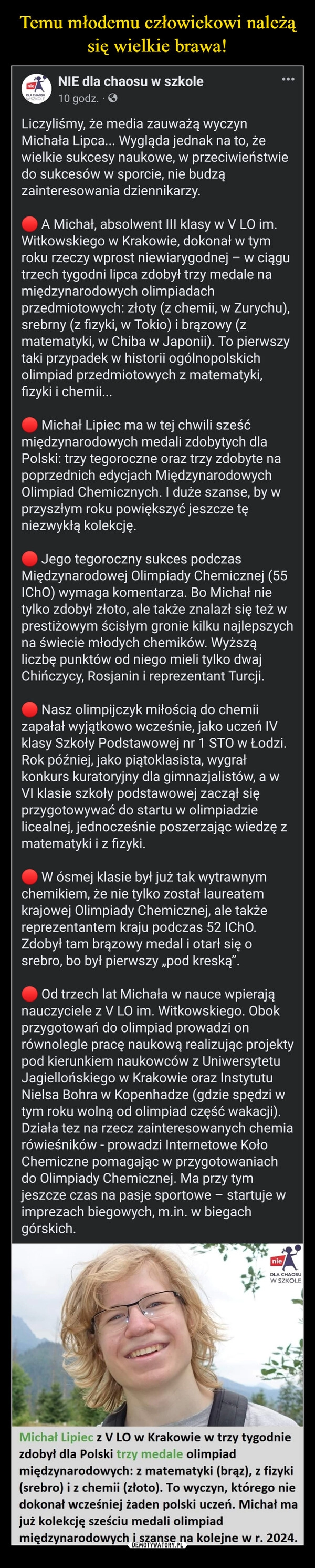 
    Temu młodemu człowiekowi należą się wielkie brawa!