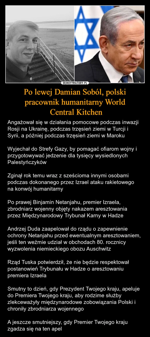 
    Po lewej Damian Soból, polski pracownik humanitarny World
 Central Kitchen