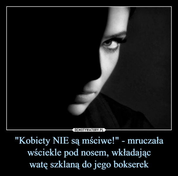 
    
"Kobiety NIE są mściwe!" - mruczała wściekle pod nosem, wkładając
watę szklaną do jego bokserek 