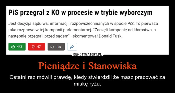 
    Pieniądze i Stanowiska