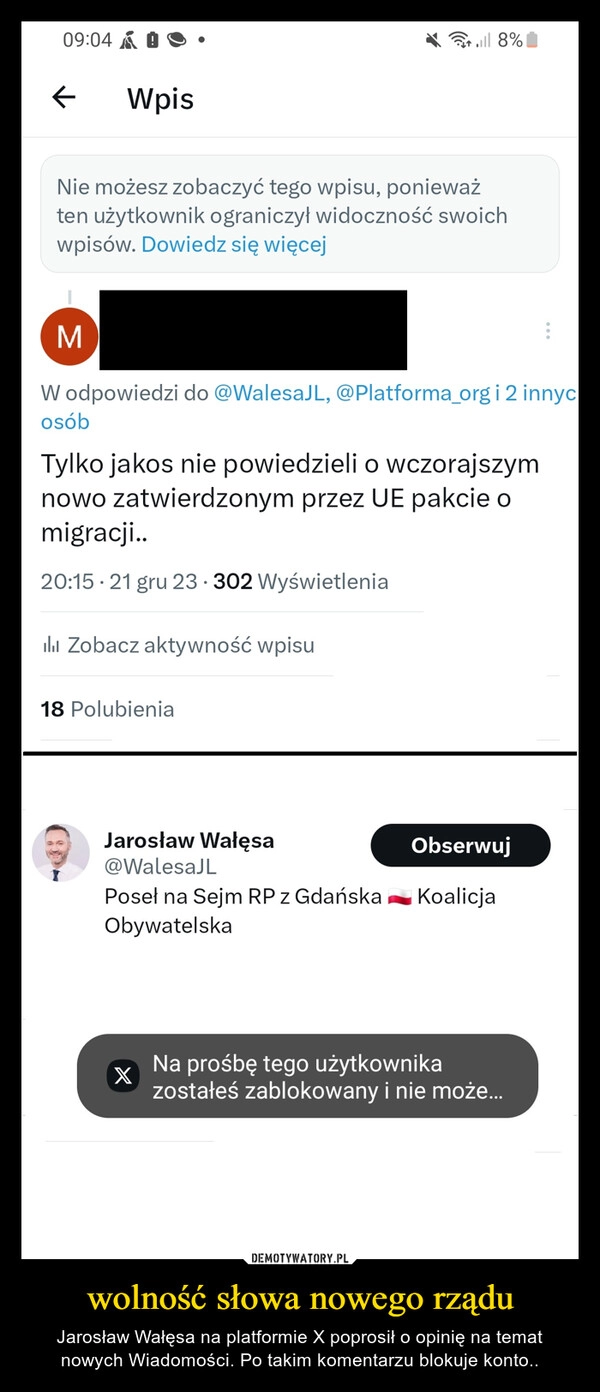 
    wolność słowa nowego rządu