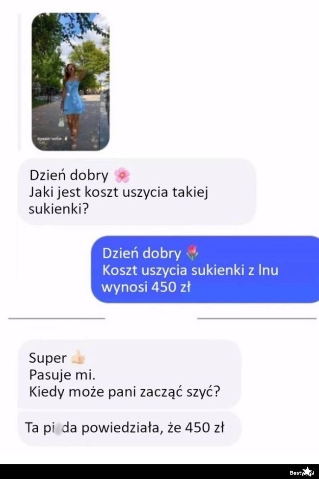 
    Koszt uszycia sukienki 