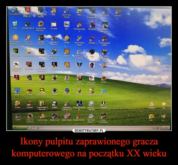 
    Ikony pulpitu zaprawionego gracza komputerowego na początku XX wieku