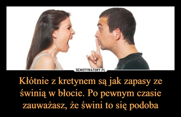 
    Kłótnie z kretynem są jak zapasy ze świnią w błocie. Po pewnym czasie zauważasz, że świni to się podoba