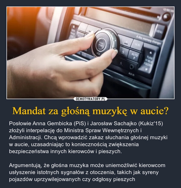 
    Mandat za głośną muzykę w aucie?