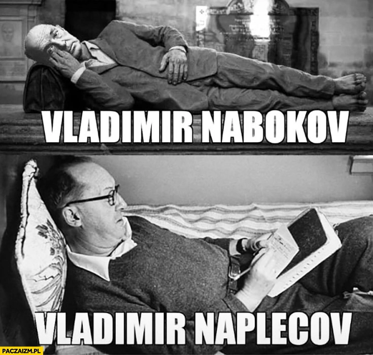 
    Vladimir Nabokov, Vladimir Naplecov leży na boku na plecach