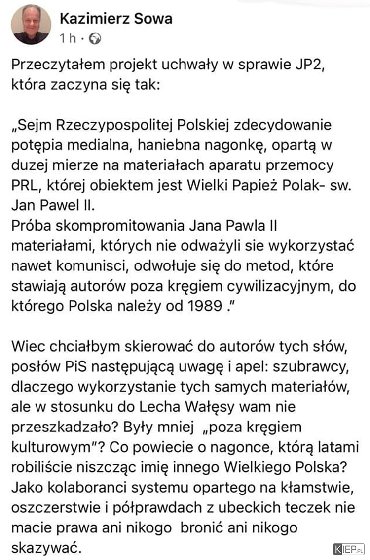 
    Kazimierz Sowa w punkt!