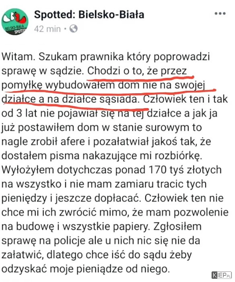 
    Mała pomyłka z budową domu