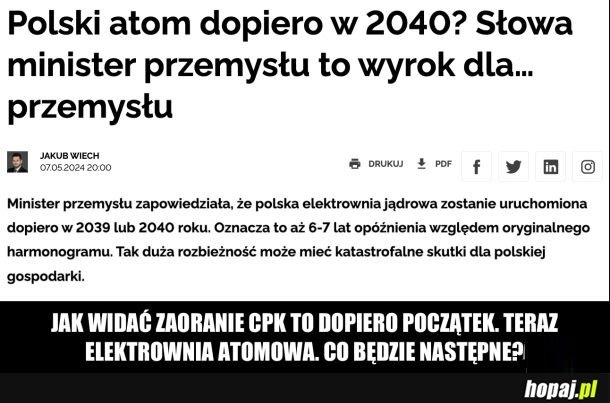 
    Elektrownia atomowa co najmniej 6 lat później