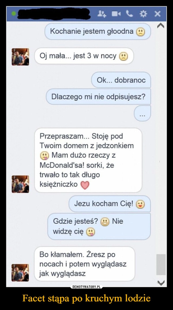 
    Facet stąpa po kruchym lodzie