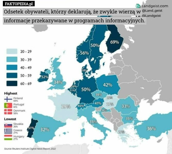 
    Odsetek obywateli, którzy deklarują, że zwykle wierzą w informacje przekazywane