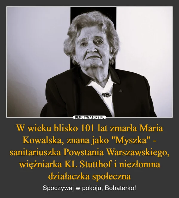 W wieku blisko 101 lat zmarła Maria Kowalska, znana jako 