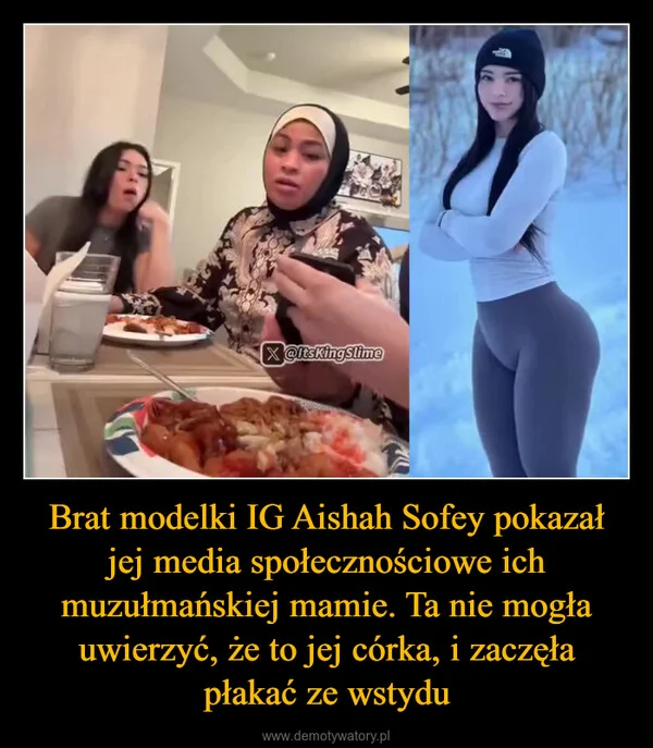
    Brat modelki IG Aishah Sofey pokazał jej media społecznościowe ich muzułmańskiej mamie. Ta nie mogła uwierzyć, że to jej córka, i zaczęła płakać ze wstydu