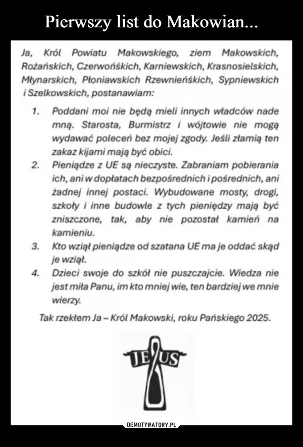 
    Pierwszy list do Makowian...