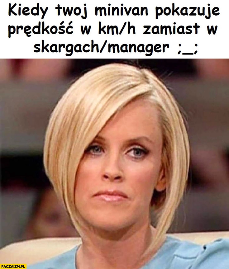 
    Kiedy Twój minivan pokazuje prędkość w km/h zamiast w skargach na managera