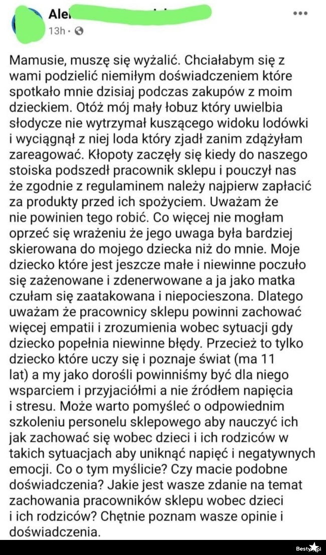 
    Żale na fejsie 