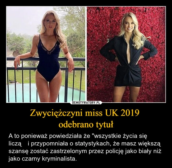 
    Zwyciężczyni miss UK 2019 
odebrano tytuł