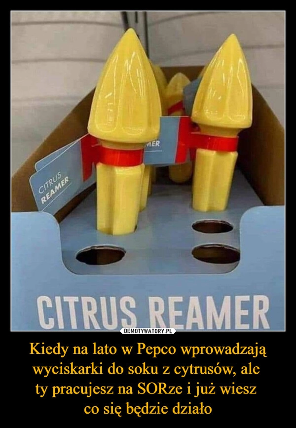 
    Kiedy na lato w Pepco wprowadzają wyciskarki do soku z cytrusów, ale 
ty pracujesz na SORze i już wiesz 
co się będzie działo