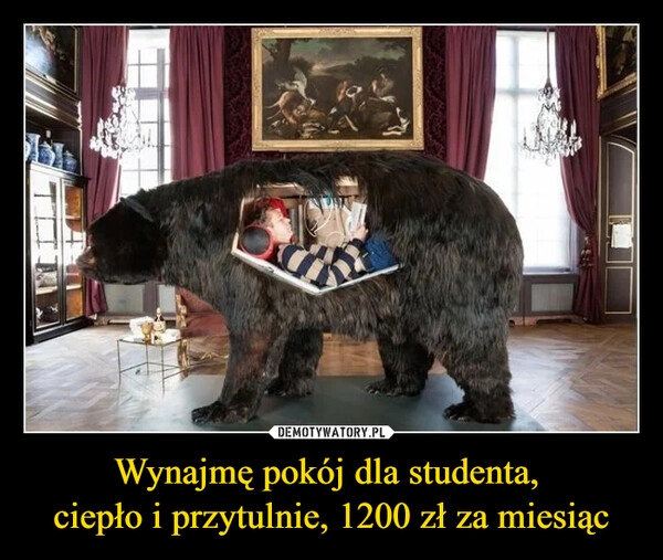 
    Wynajmę pokój dla studenta,
ciepło i przytulnie, 1200 zł za miesiąc 