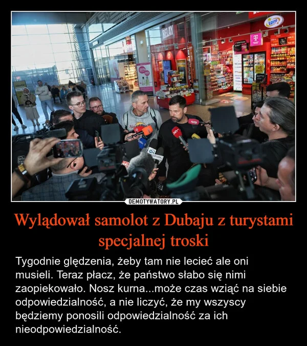
    Wylądował samolot z Dubaju z turystami specjalnej troski