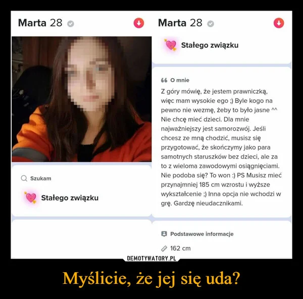 
    Myślicie, że jej się uda?