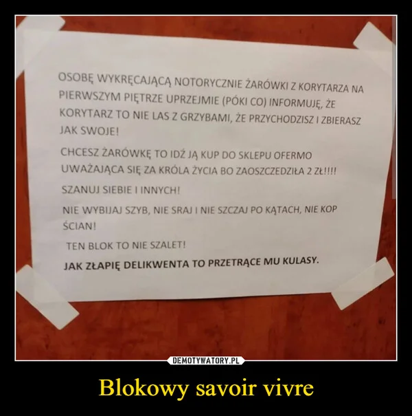 
    Blokowy savoir vivre