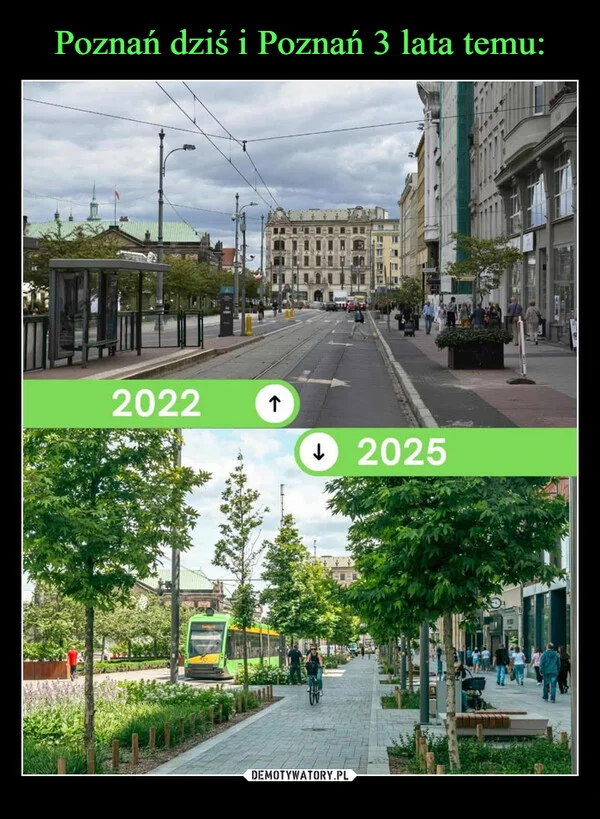 
    Poznań dziś i Poznań 3 lata temu: