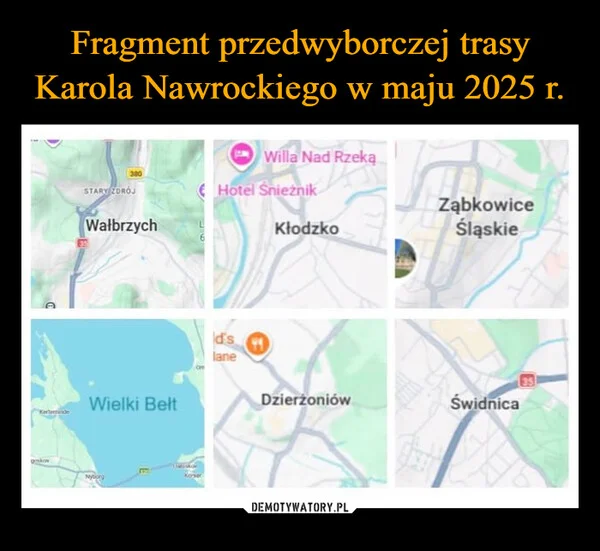 Fragment przedwyborczej trasy Karola Nawrockiego w maju 2025 r.