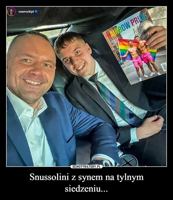 
    Snussolini z synem na tylnym siedzeniu...