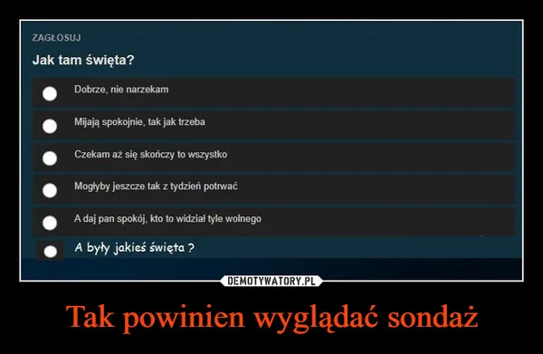 
    Tak powinien wyglądać sondaż