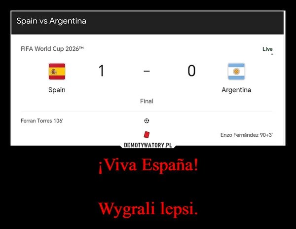 
    ¡Viva España! Wygrali lepsi.