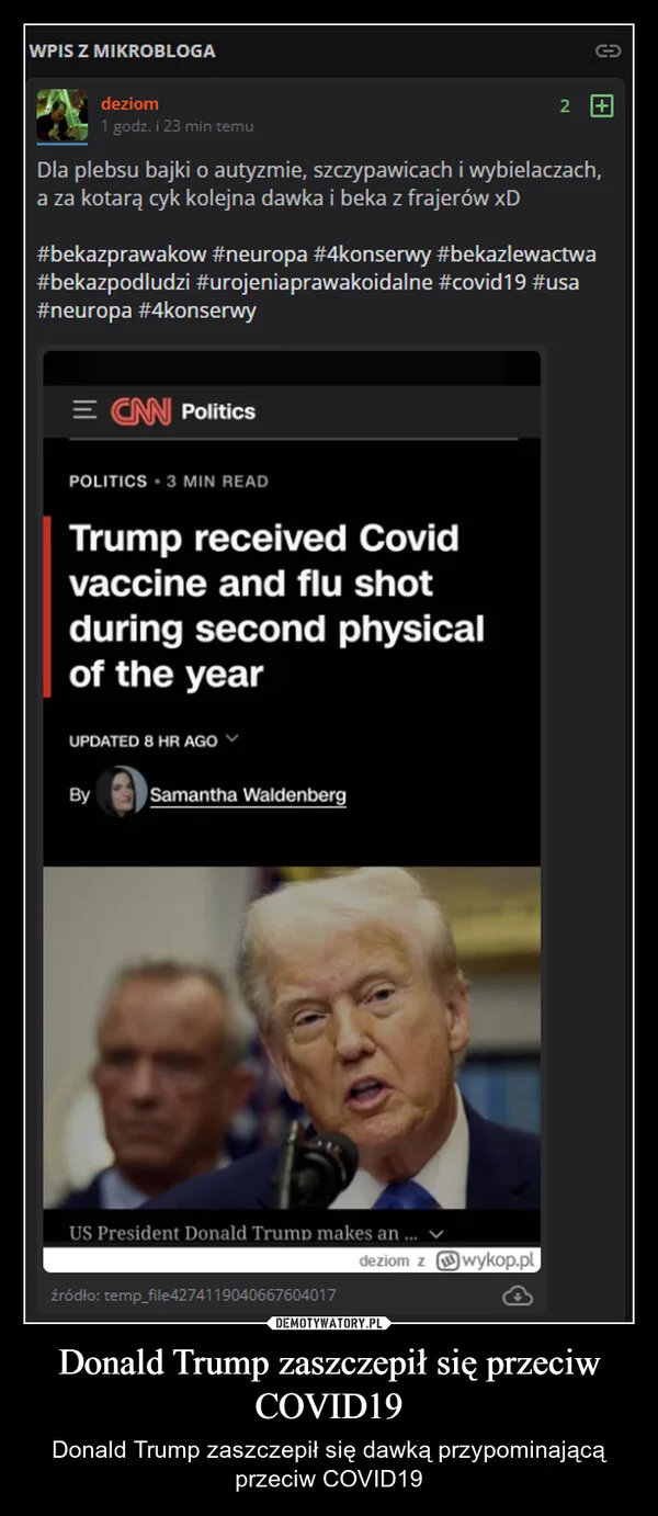 
    Donald Trump zaszczepił się przeciw COVID19