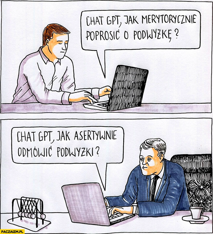 
    Pracownik chat GPT jak merytorycznie poprosić o podwyżkę vs szef jak asertywnie odmówić podwyżki