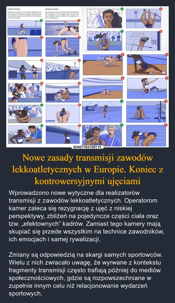 
    Nowe zasady transmisji zawodów lekkoatletycznych w Europie. Koniec z kontrowersyjnymi ujęciami