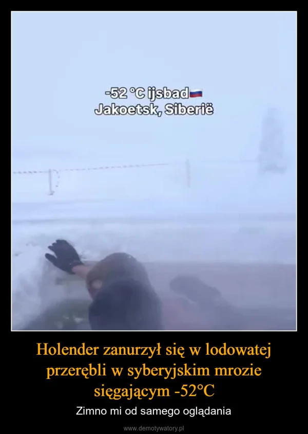 
    Holender zanurzył się w lodowatej przerębli w syberyjskim mrozie sięgającym -52°C