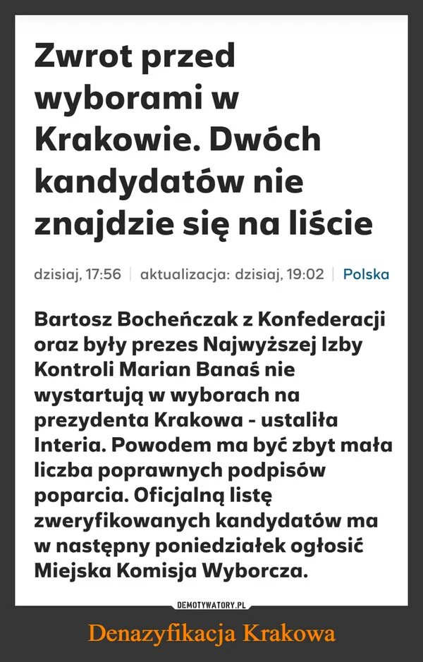 Denazyfikacja Krakowa