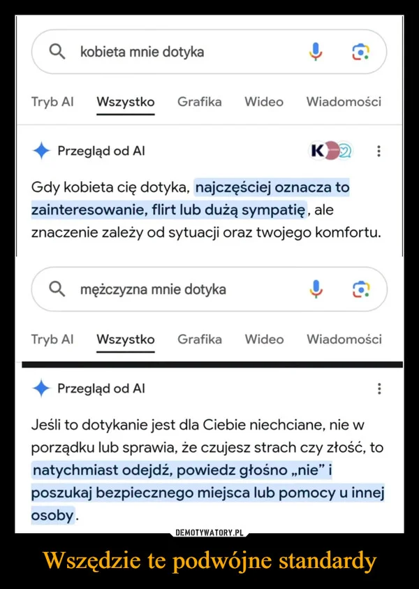 
    Wszędzie te podwójne standardy