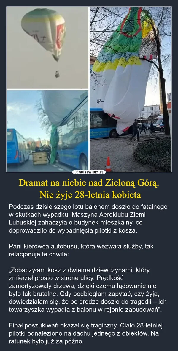 
    Dramat na niebie nad Zieloną Górą. Nie żyje 28-letnia kobieta