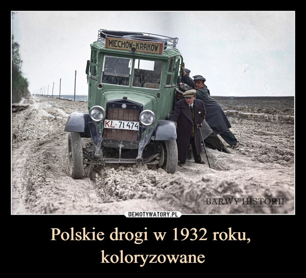 
    Polskie drogi w 1932 roku, 
koloryzowane